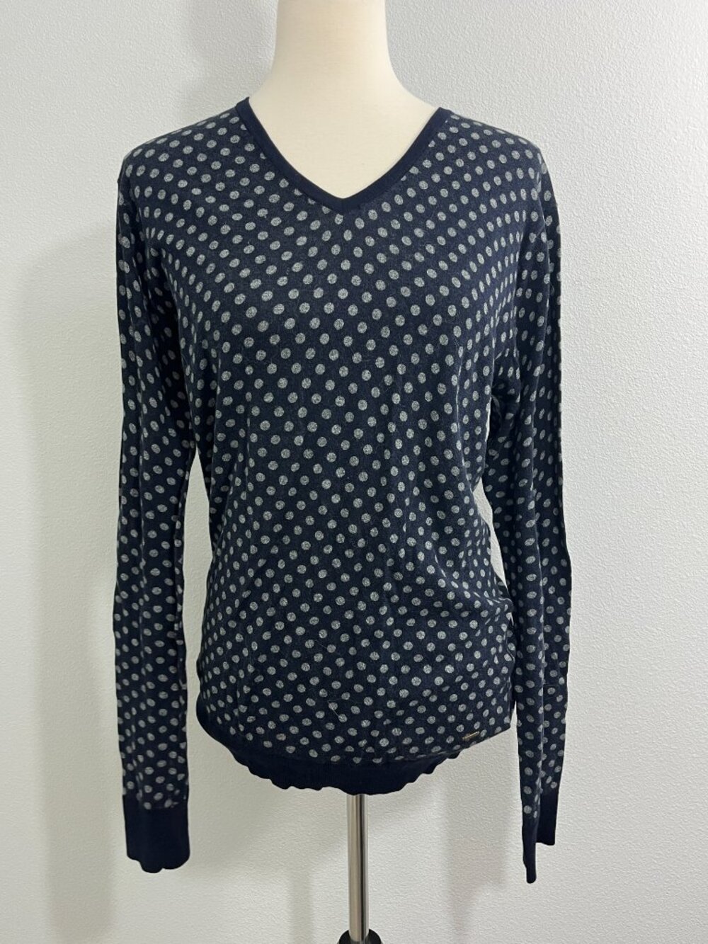 Scotch & Soda Medium Navy Blue Polka Dot Sweater